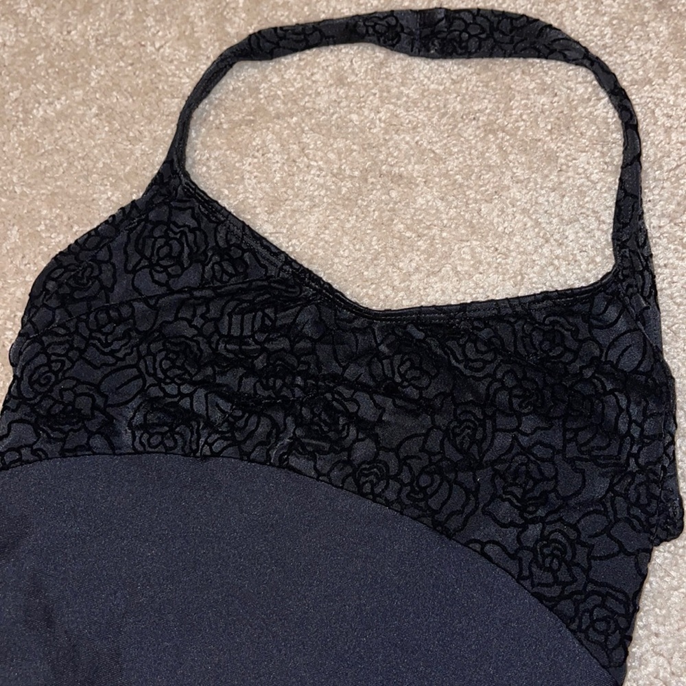 Wear Moi Leotard Halter Velvet Floral RARE